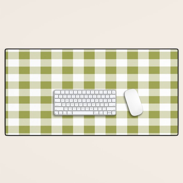 Gingham Large Green White Desk Mat Gallery Image 1