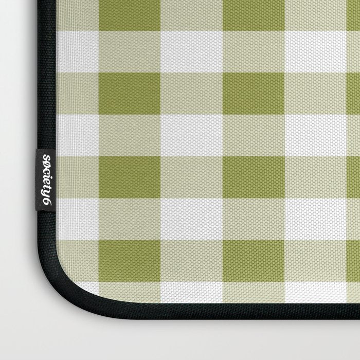 Gingham Large Green White Laptop Sleeve Gallery Image 3