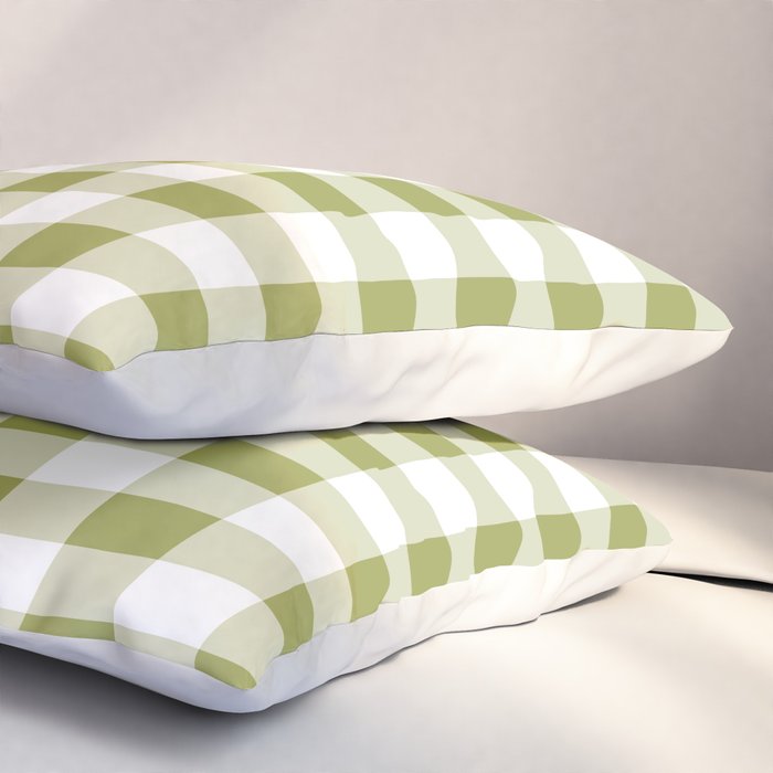 Gingham Large Green White Pillow Sham Gallery Image 3