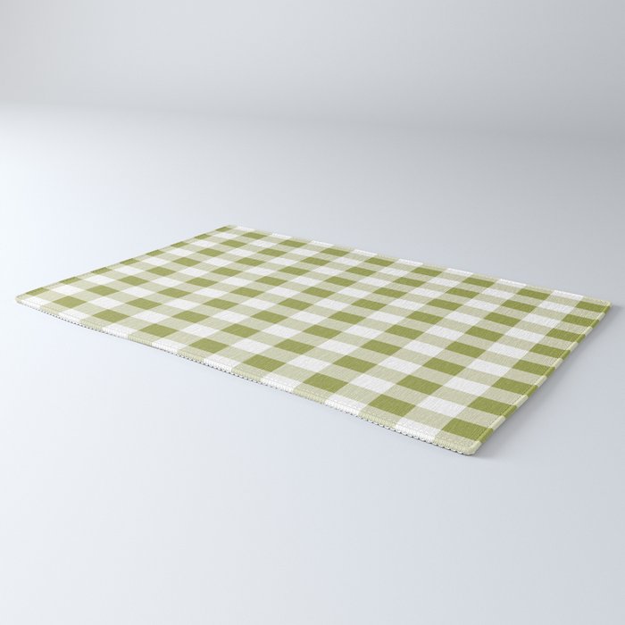 Gingham Large Green White Rug Gallery Image 3
