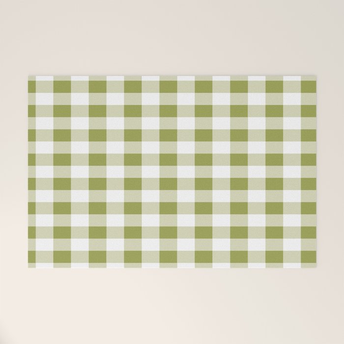 Gingham Large Green White Welcome Mat Gallery Image 1