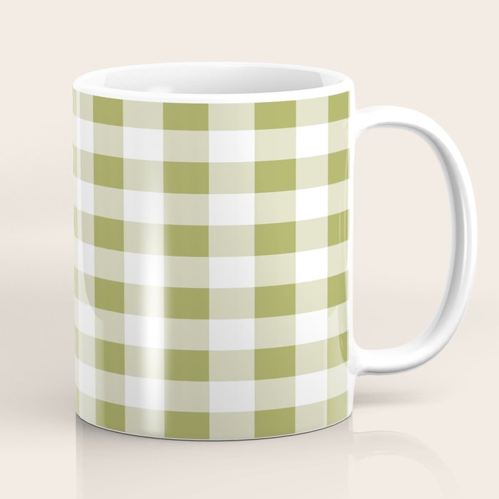 Gingham Large Green White Coffee Mug Gallery Image 1