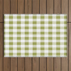 Gingham Large Green White Outdoor Rug Gallery Image 1