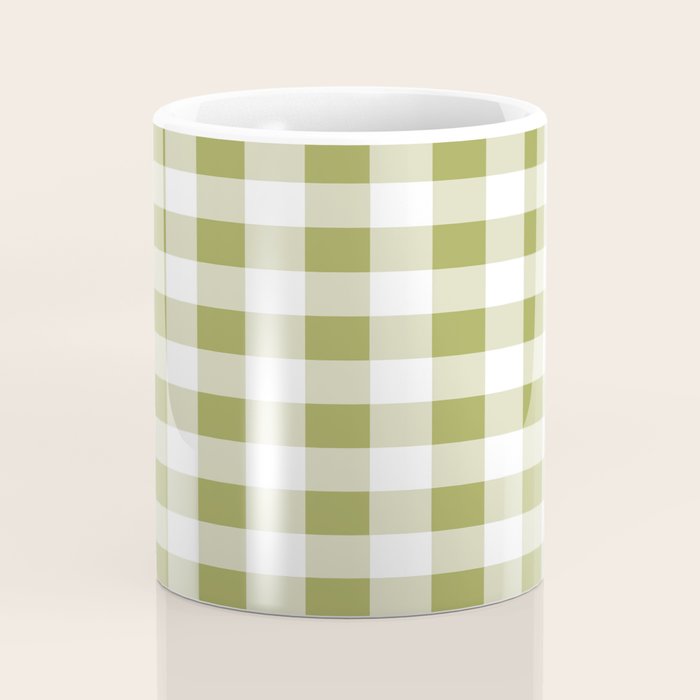 Gingham Large Green White Coffee Mug Gallery Image 4