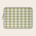 Gingham Large Green White Laptop Sleeve Gallery Image 1
