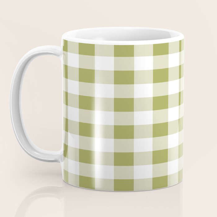 Gingham Large Green White Coffee Mug Gallery Image 3