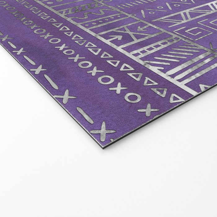 Tribal Ethnic pattern silver on  purple Welcome Mat Gallery Image 2