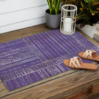 Tribal Ethnic pattern silver on  purple Outdoor Rug Gallery Image 2