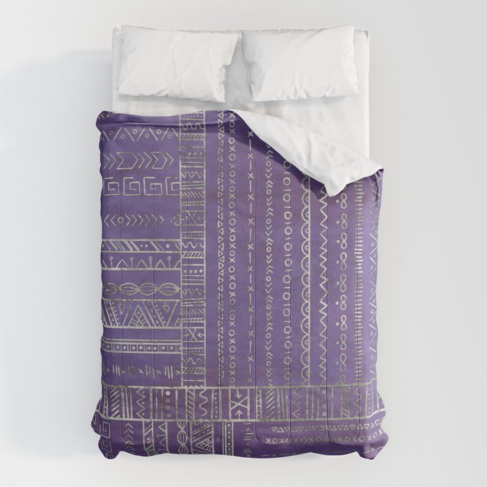 Tribal Ethnic pattern silver on  purple Comforter Gallery Image 6