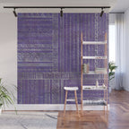 Tribal Ethnic pattern silver on  purple Wall Mural Gallery Image 1
