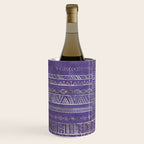 Tribal Ethnic pattern silver on  purple Wine Chiller Gallery Image 2