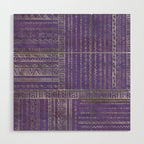 Tribal Ethnic pattern silver on  purple Wood Wall Art Gallery Image 1