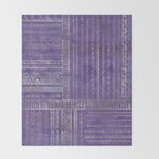 Tribal Ethnic pattern silver on  purple Throw Blanket Gallery Image 2