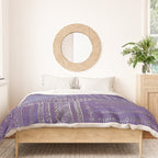 Tribal Ethnic pattern silver on  purple Duvet Cover Gallery Image 3