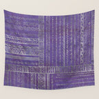 Tribal Ethnic pattern silver on  purple Wall Tapestry Gallery Image 4