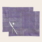 Tribal Ethnic pattern silver on  purple Placemat Gallery Image 1