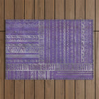 Tribal Ethnic pattern silver on  purple Outdoor Rug Gallery Image 1