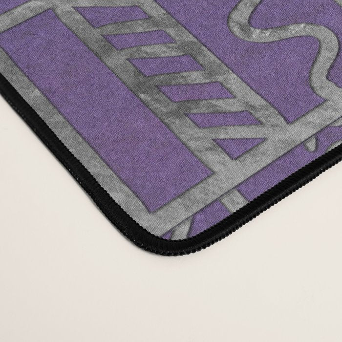 Tribal Ethnic pattern silver on  purple Desk Mat Gallery Image 4