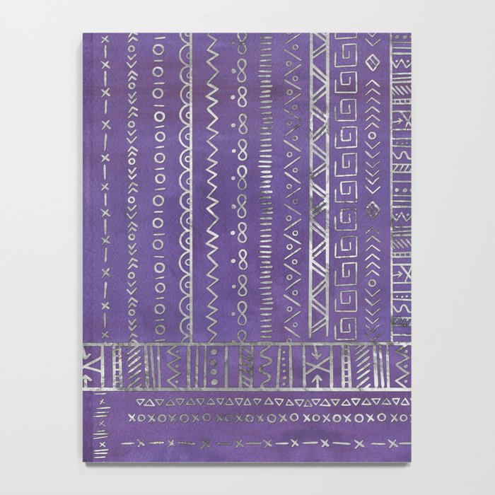 Tribal Ethnic pattern silver on  purple Notebook Gallery Image 4