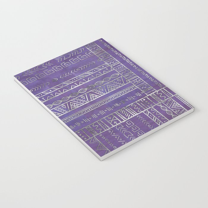 Tribal Ethnic pattern silver on  purple Notebook Gallery Image 3