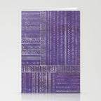 Tribal Ethnic pattern silver on  purple Stationery Card Gallery Image 2
