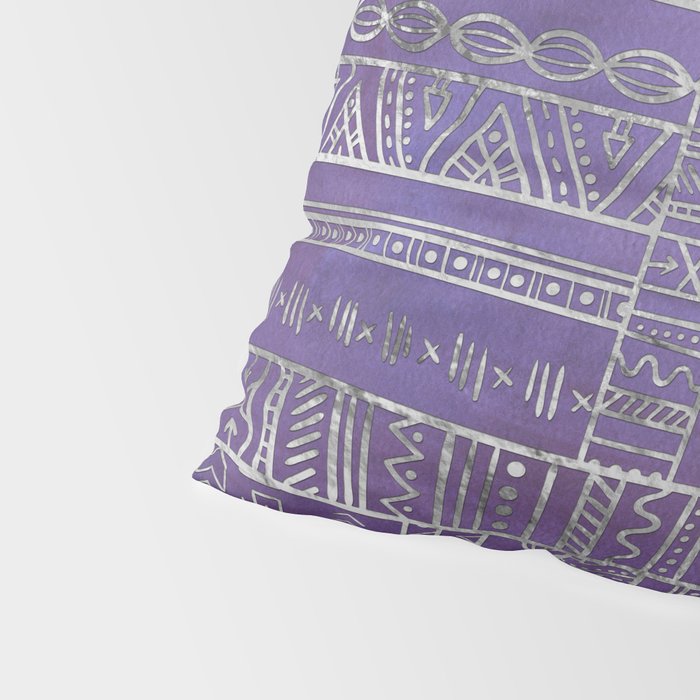 Tribal Ethnic pattern silver on  purple Pillow Sham Gallery Image 4