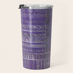 Tribal Ethnic pattern silver on  purple Travel Mug Gallery Image 3