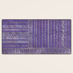 Tribal Ethnic pattern silver on  purple Desk Mat Gallery Image 3