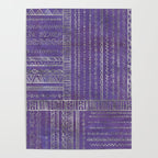Tribal Ethnic pattern silver on  purple Poster Gallery Image 4