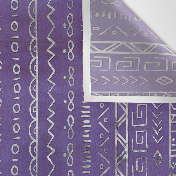 Tribal Ethnic pattern silver on  purple Wall Tapestry Gallery Image 3
