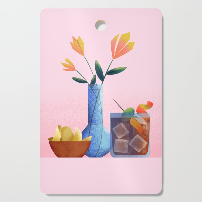 Vermouth and Flowers Still Life  Cutting Board Gallery Image 1