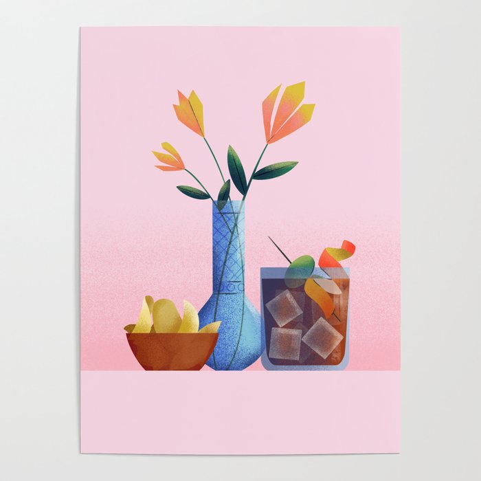 Vermouth and Flowers Still Life  Poster Gallery Image 4