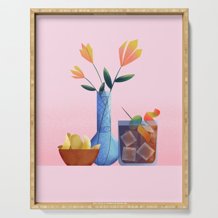 Vermouth and Flowers Still Life  Serving Tray Gallery Image 1