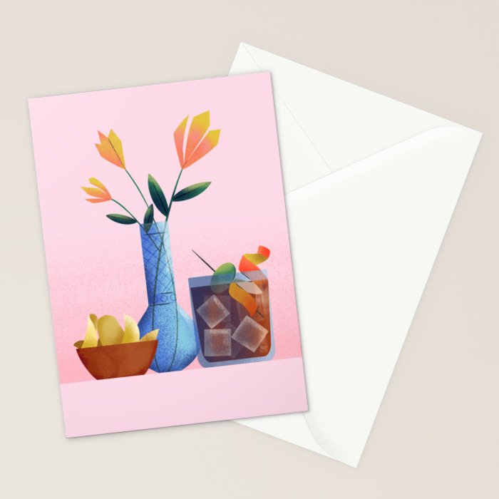 Vermouth and Flowers Still Life  Stationery Card Gallery Image 2