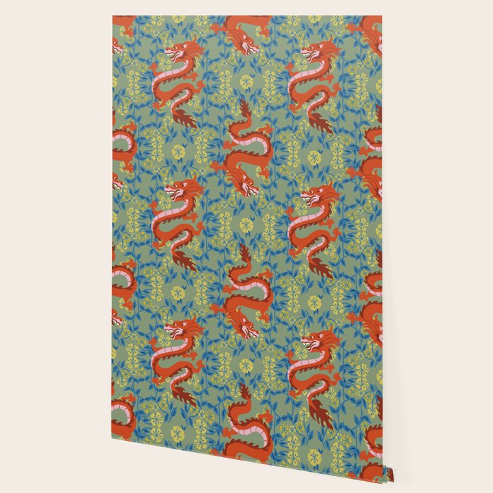 Floral Dragon Chinoiserie  Wallpaper Gallery Image 2