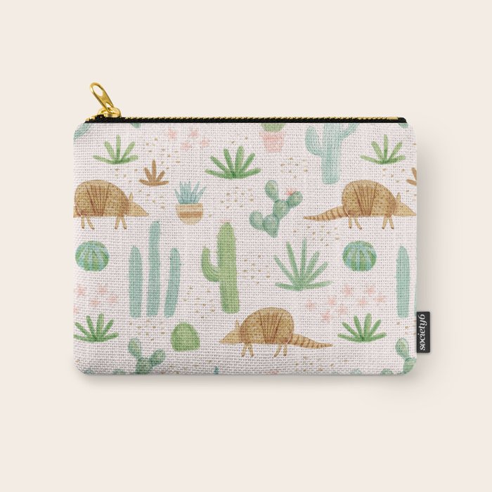 Armadillos in the Desert - Watercolor Carry All Pouch Gallery Image 1
