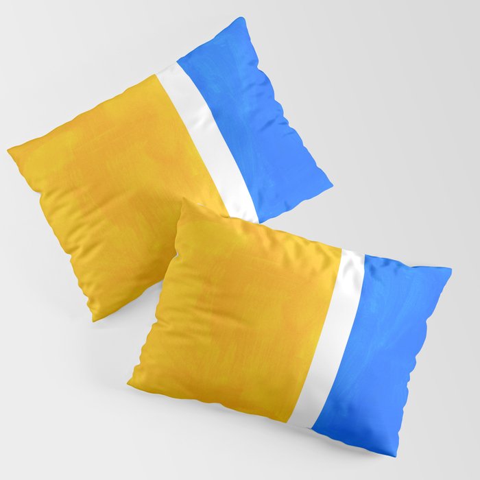 Primary Yellow Cerulean Blue Mid Century Modern Abstract Minimalist Rothko Color Field Squares Pillow Sham Gallery Image 3