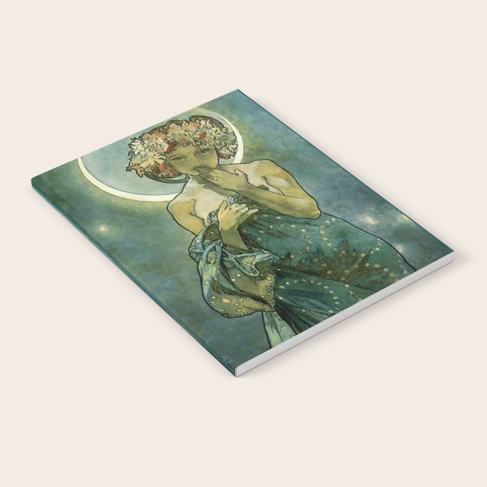 Alphonse Mucha "The Moon and the Stars Series: The Moon" Notebook Gallery Image 2