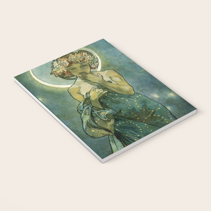 Alphonse Mucha "The Moon and the Stars Series: The Moon" Notebook Gallery Image 3