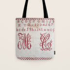 Antique French Sampler Tote Bag Gallery Image 1