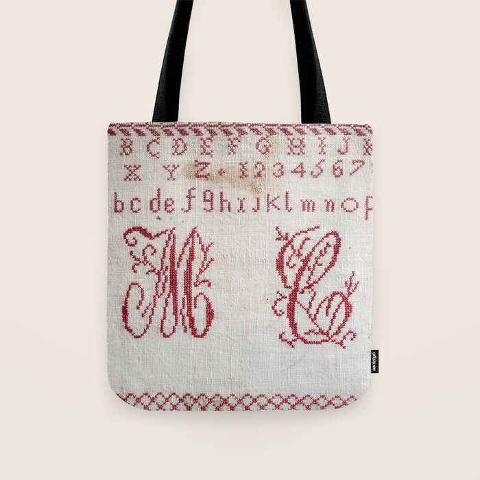 Antique French Sampler Tote Bag Gallery Image 1