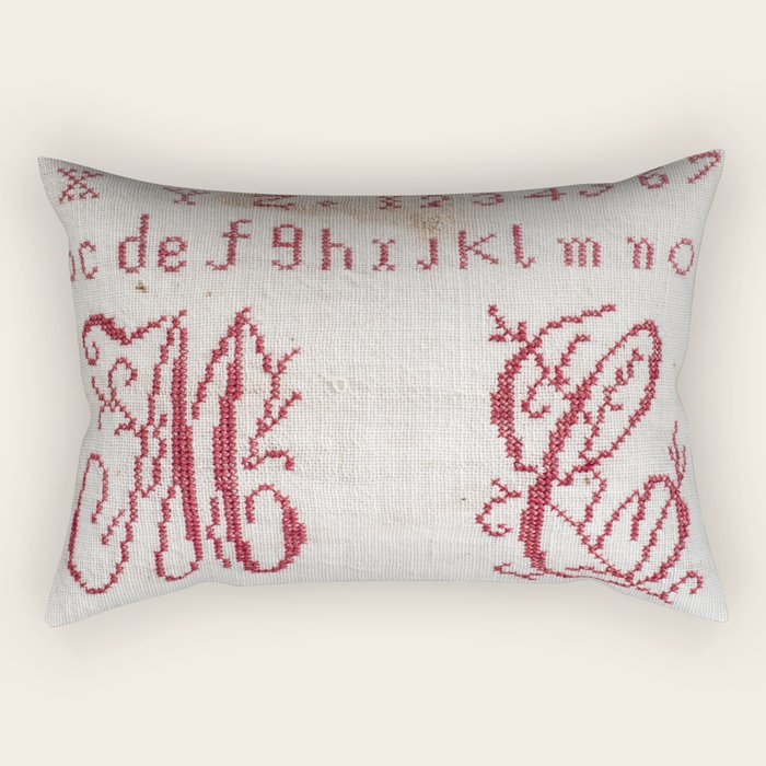 Antique French Sampler Rectangular Pillow Gallery Image 2