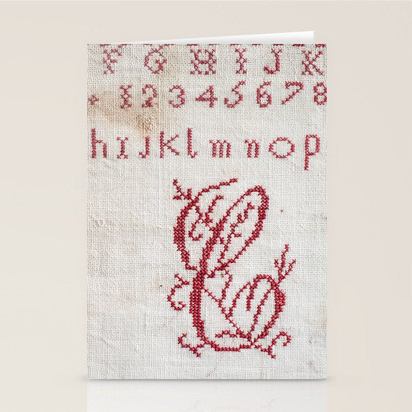 Antique French Sampler Stationery Card Gallery Image 1