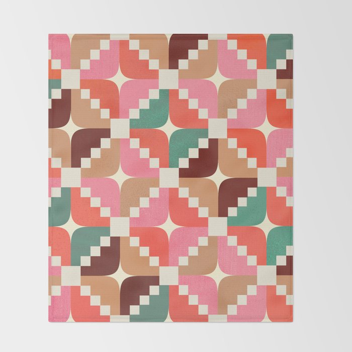 Winter Retro Quilt Pattern Throw Blanket Gallery Image 2