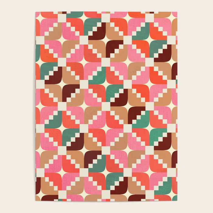 Winter Retro Quilt Pattern Poster Gallery Image 1