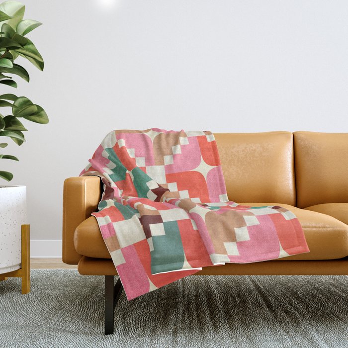 Winter Retro Quilt Pattern Throw Blanket Gallery Image 1