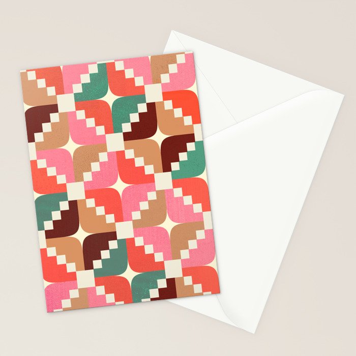 Winter Retro Quilt Pattern Stationery Card Gallery Image 2