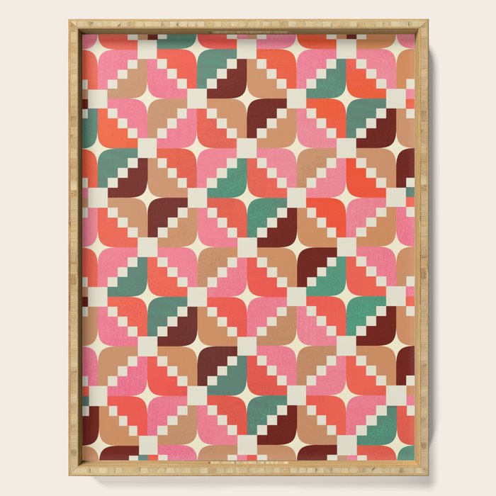 Winter Retro Quilt Pattern Serving Tray Gallery Image 1