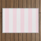 Luxury Striped Pastel Pink Outdoor Rug Gallery Image 1