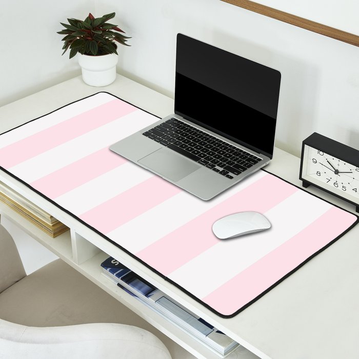 Luxury Striped Pastel Pink Desk Mat Gallery Image 2